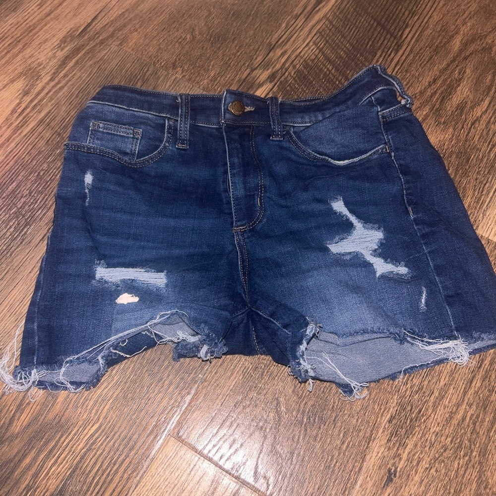 JGoods Dark Blue Distressed Jean Shorts